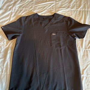 Figs Women's Charcoal V-Neck Short Sleeve Scrub Top